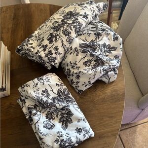 Betsey Johnson Black and White Floral Duvet Cover